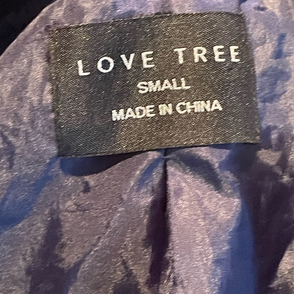 Love Tree Navy Floral Bomber Jacket Small Gold Zipper - Picture 2 of 11